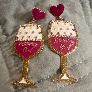 Chic Gold and Pink Wine Glass Earrings
